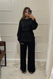 Black 2 Piece satin pant set