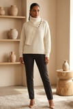 Ivory knit with button scarf