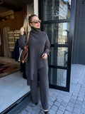 Grey asymmetrical knit set
