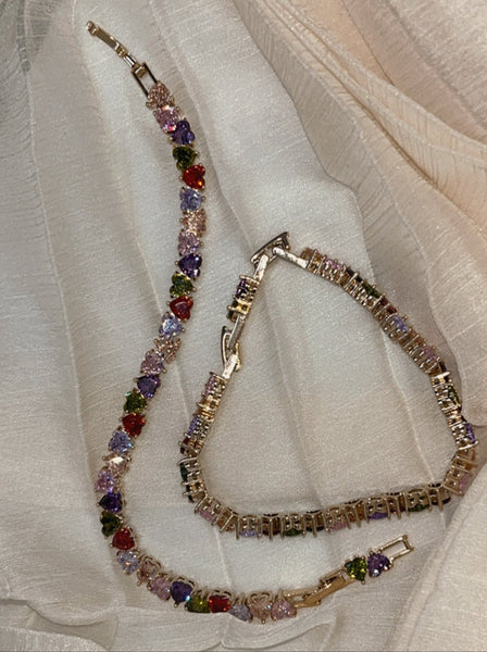 HALO - multi heart tennis bracelet