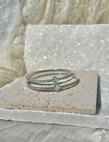 HALO - silver cuff bracelet with clover detail