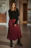 Gabriella satin skirt - burgundy