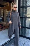 Grey asymmetrical knit set