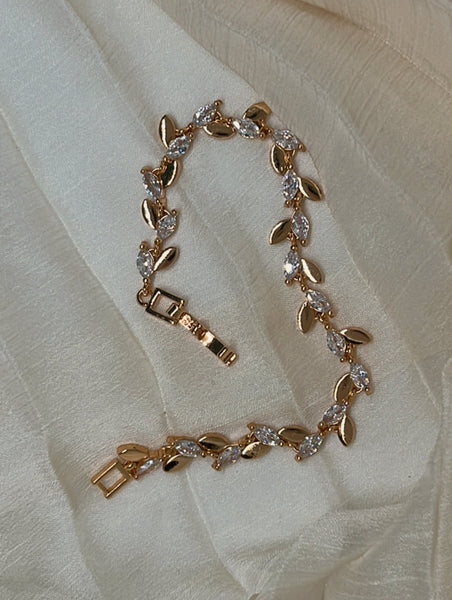 HALO - gold leaf diamante bracelet