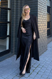 Black single breasted luxe coat