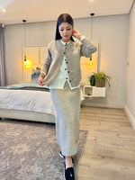 Double knit cardigan with skirt