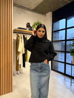 Black knit with button snood