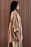 Taupe three button dress with shirt