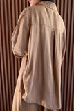Taupe three button dress with shirt