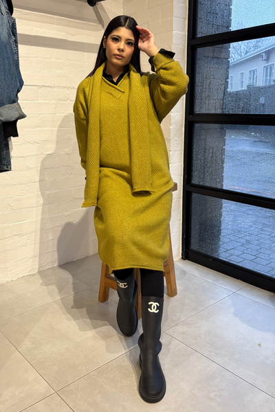 Chartreuse wool dress