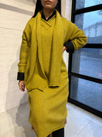 Chartreuse wool dress