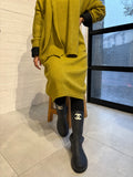 Chartreuse wool dress