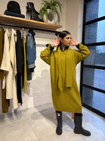 Chartreuse wool dress