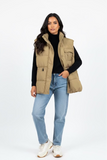Beige sleeveless puffer
