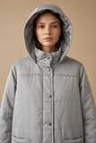 Grey detachable hood coat