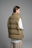 Beige sleeveless puffer