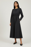 Navy cotton dress with scarf