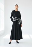 Navy cotton dress with scarf