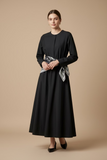 Navy cotton dress with scarf