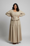 Stone scoop neck button front co-ord