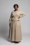 Stone scoop neck button front co-ord