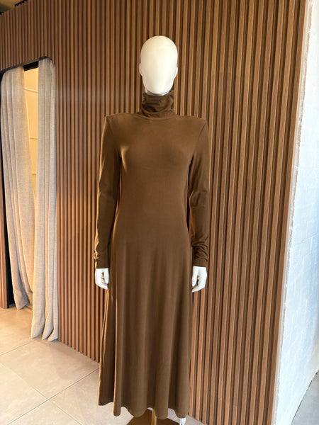 Brown body con dress with cut out back