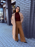Chestnut trench coat with flap