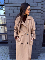 Chestnut trench coat with flap
