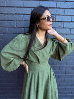 Suede wrap dress - green