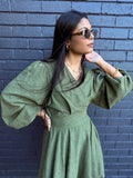 Suede wrap dress - green