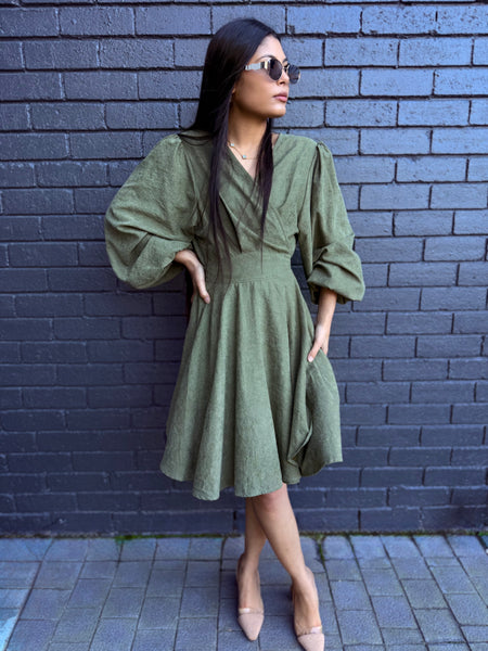 Suede wrap dress - green
