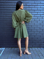 Suede wrap dress - green