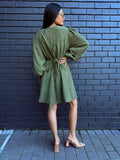 Suede wrap dress - green