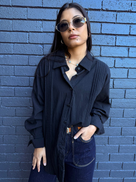 Liqourice Shirt with front pleat detail