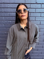 Slate Shirt with front pleat detail