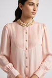 Pink shirt with sequence collar