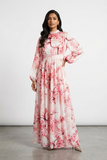 Cherry blossom print bubble sleeve dress