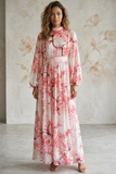 Cherry blossom print bubble sleeve dress