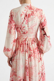 Cherry blossom print bubble sleeve dress