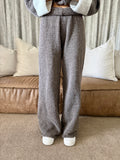 Brown front zip knit set