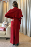 Red cape knit with button front (3 piece)