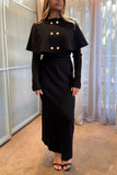Black cape knit with button front (3 piece)