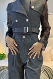 Charcoal biker waistcoat co ord