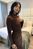 Choc drape mesh dress