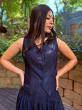 Denim waist coat with skirt