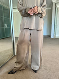 Taupe 2 Piece satin pant set
