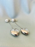 HALO - pearl stud with dangling heart