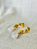 Freshwater Pearl - Gold Plated Drop Baroque Earring
