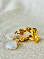 Freshwater Pearl - Gold Plated Drop Baroque Earring