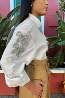 White shirt with diamanté bow detail